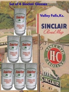 Set Of 6 Sinclair “Through the Years” Series Drinking Glasses.